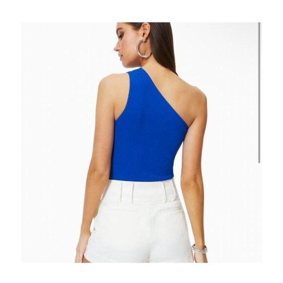 Ramy‎ Brook women's XXS blue ribbed one shoulder indira top fitted stretch - Picture 2 of 10